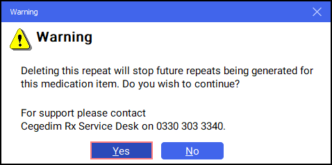 Removing an item from Repeat Rx